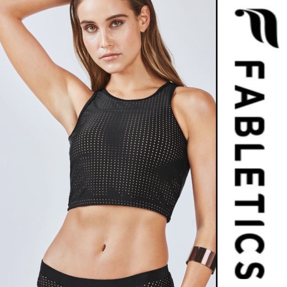Fabletics Valentina Midi Black Tankini Top Large
